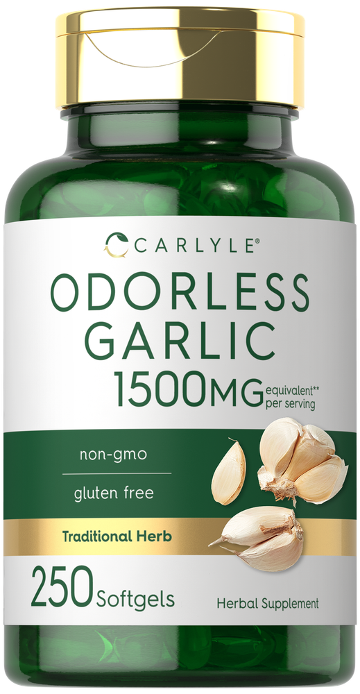 Odorless Garlic Pills | 1500mg | 250 Softgels| Non-GMO, Gluten Free Extract