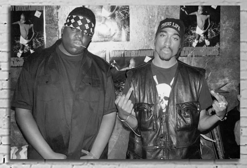 2Pac and Biggie Smalls Black & White Poster Wall Art Photo Print  