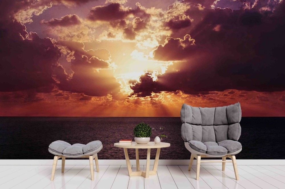 3D Sea Sky Sunset Landscape Wall Murals Wallpaper Murals Wall Sticker