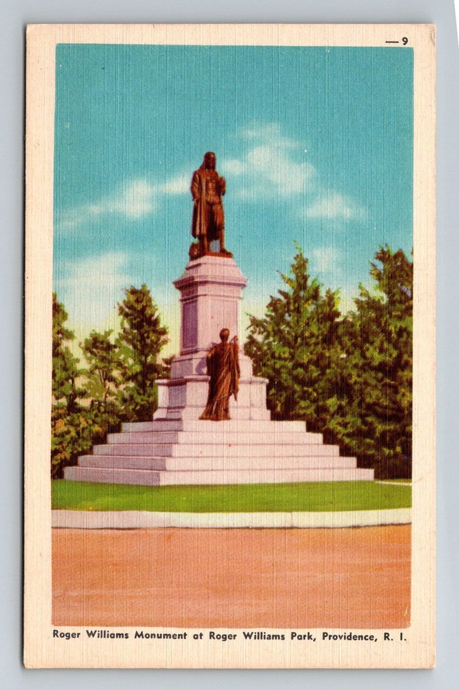 Providence, RI-Rhode Island, Roger Williams Monument Park Steps Vintage Postcard