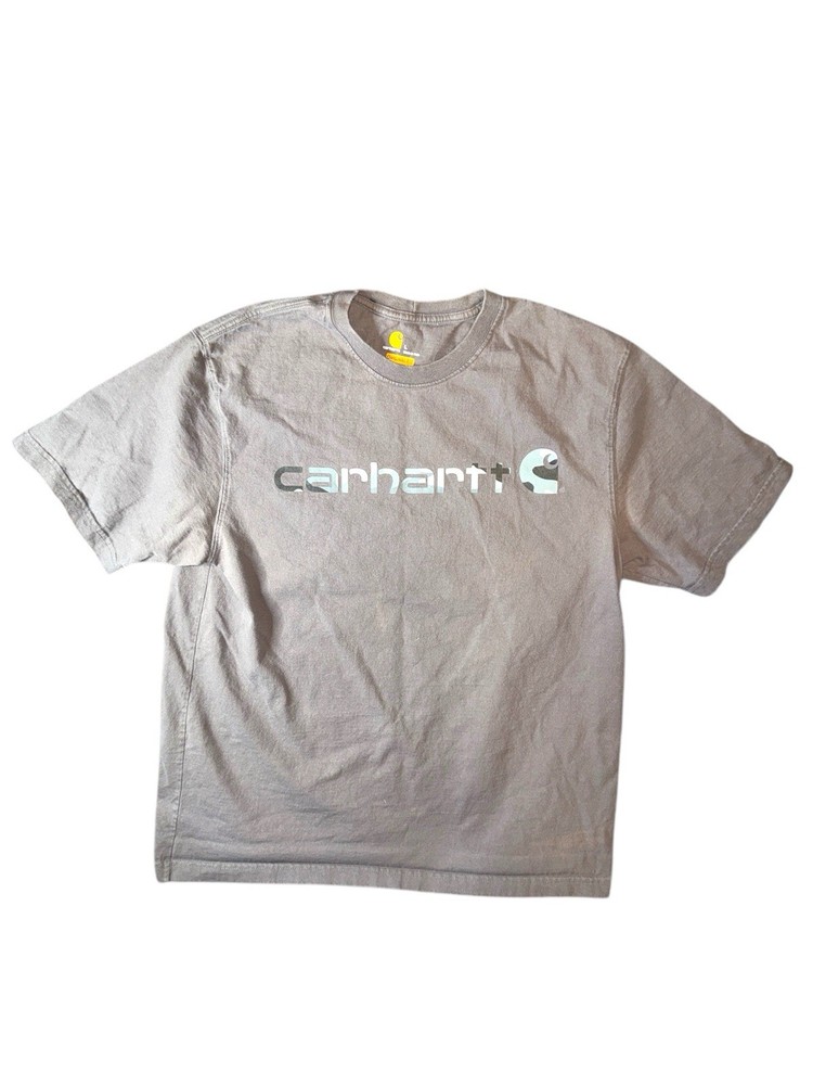 Carhartt Camo Shirt Mens Large grey Original Fit Thick Cotton Short Sleeve