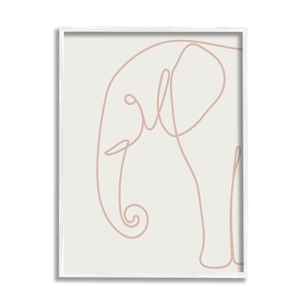Elephant Doodle Outline Giclee Framed Wall Art by Lil Rue