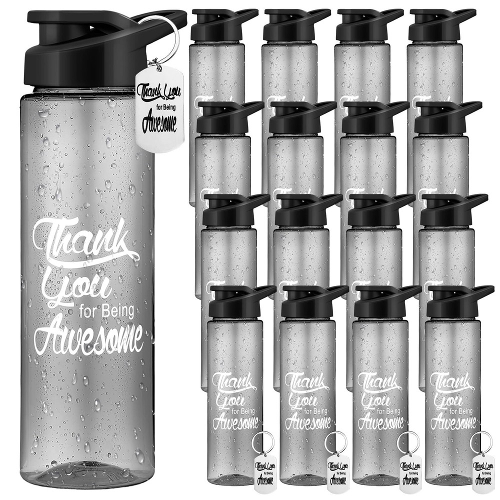 Dandat 16 Pack Motivational Thank You Gift 24 oz Plastic Water Bottle Reusabl...