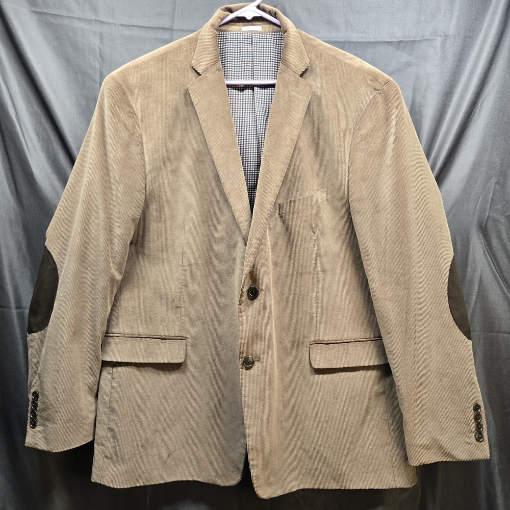 Saddlebred Brown Corduroy Coat Suit Men's Size 48L Sport Heritage Elbow Patch