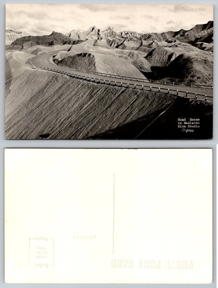 Vintage RPPC Badlands Road Scene South Dakota Rise Studio #709 Postcard