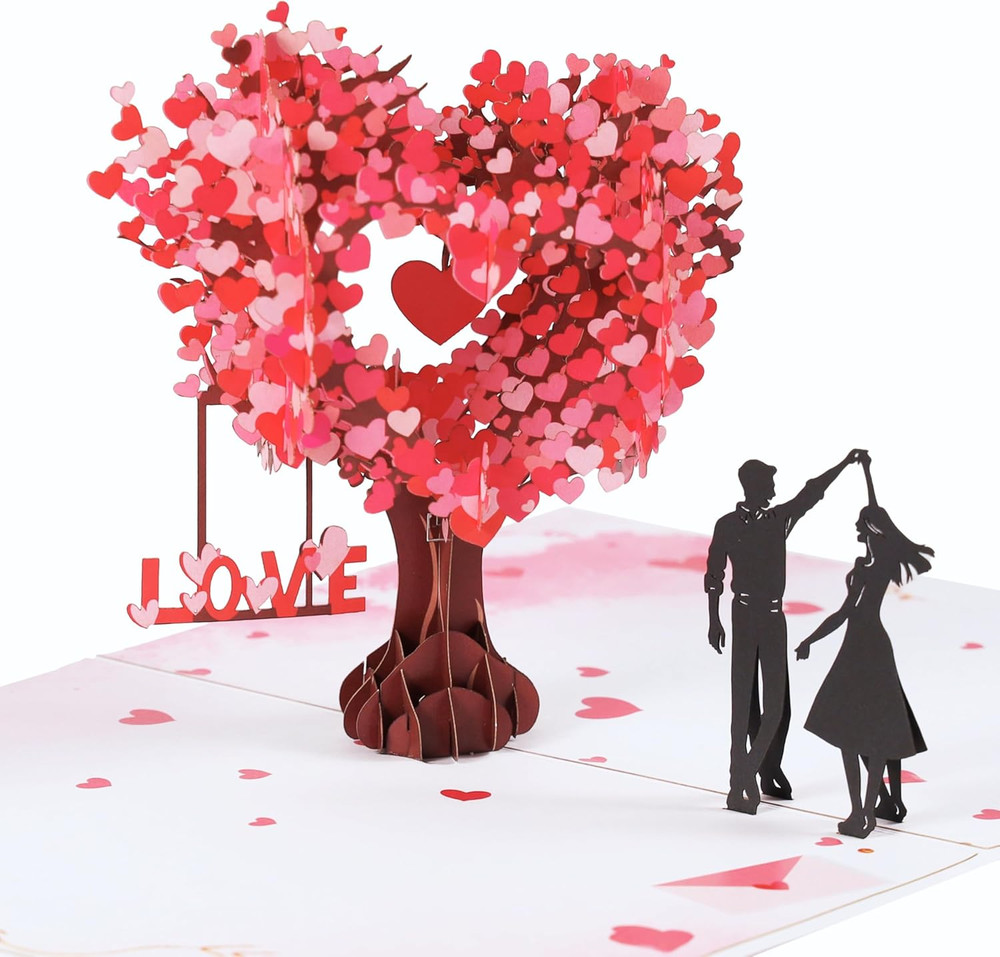 3D Pop-Up Anniversary Card - Love Tree Hearts for Couples, Perfect Gift!