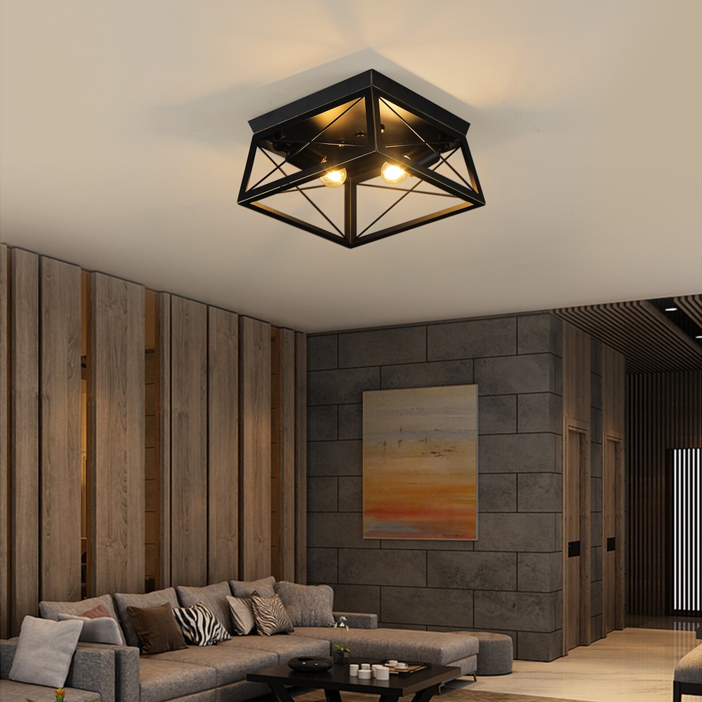 Rustic Farmhouse Chandelier Retro Industrial Flush Mount Ceiling Light Fixture
