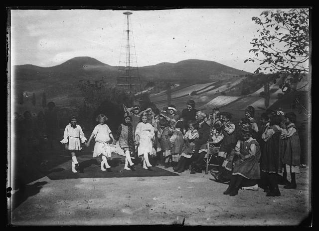 Photo:Children Folk Dance Group Mountain Landscape 1920s Photo Print