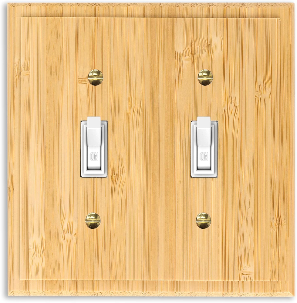 Solid Wood Double Gang Toggle Light Switch Plate 4.8