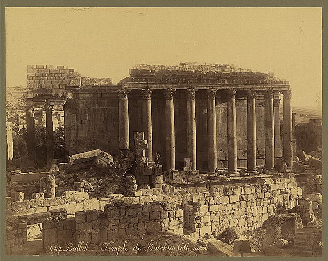 Remains of Temple of Bacchus,Ba'labakk,Lebanon,1867-1899,Maison Bonfils 1