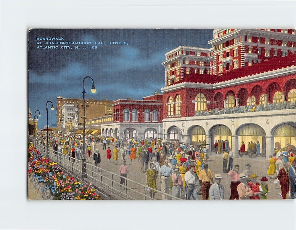 Postcard Boardwalk At Chalfonte Haddon Hall Hotels Atlantic City New Jersey USA