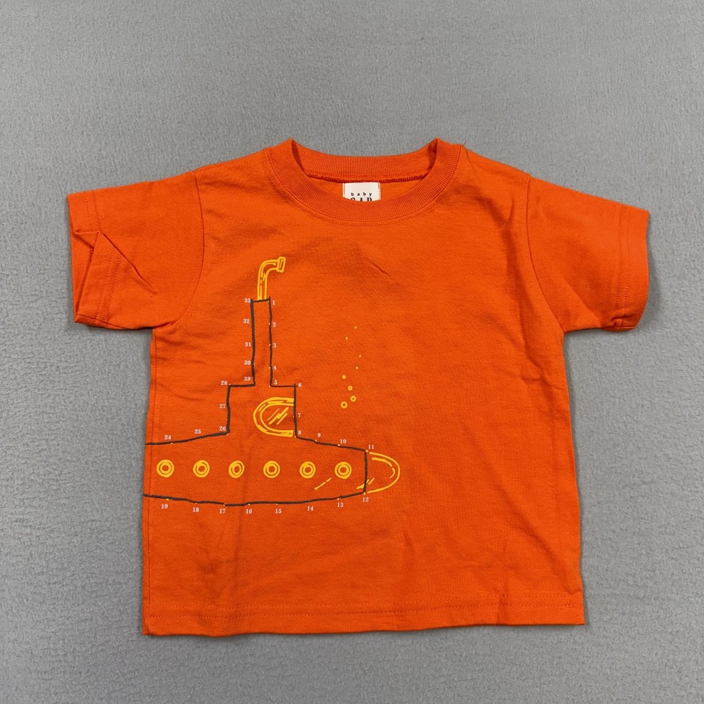 Vintage Baby Gap Shirt Boys 9-12 Months Orange Submarine Nautical Toddler USA