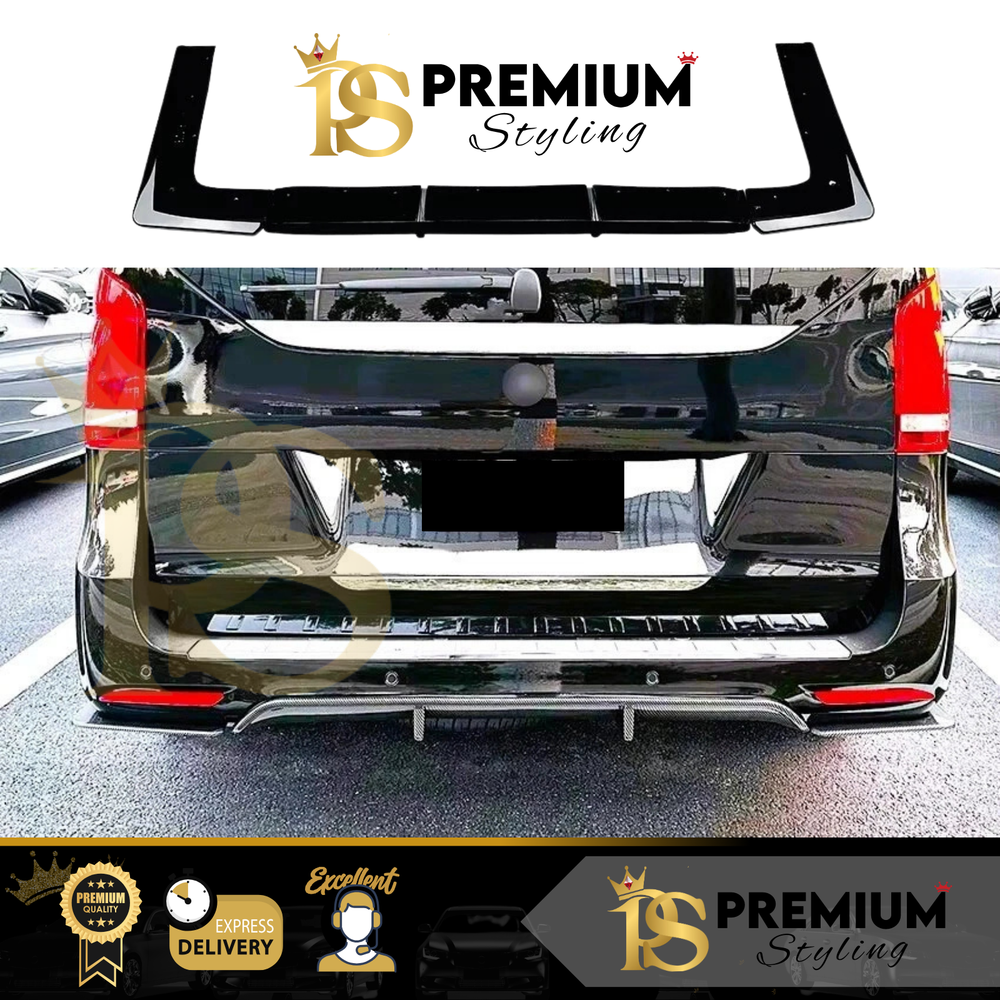 Mercedes V Class Viano/Vito W447 MK3 Gloss Black Rear Valance Diffuser Lip 14-22