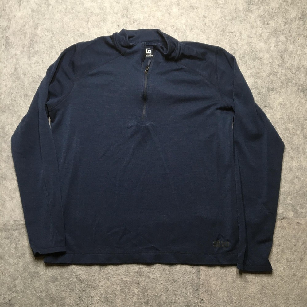 Stio Shirt Mens XL Blue Merino Wool 1/4 Zip Long Sleeve Base Layer Hiking
