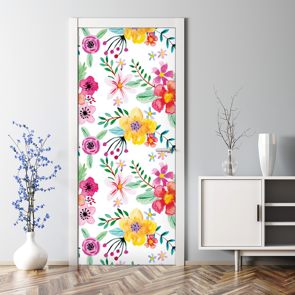 Bubble Free Door sticker Dream Magic Garden Vibrant floral Self adhesive Flower