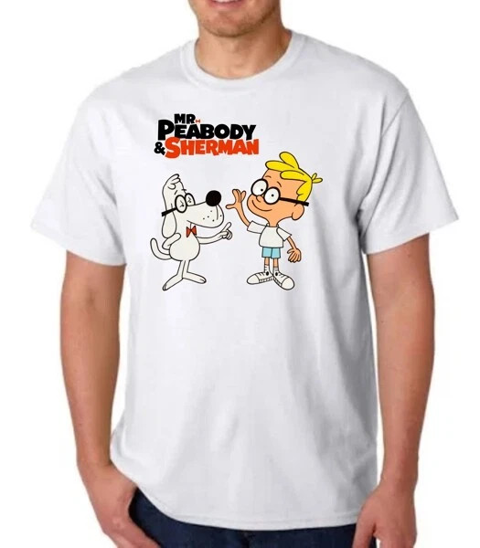 Mr Peabody & Sherman cartoon poster white shirt short sleeve S to 5Xl