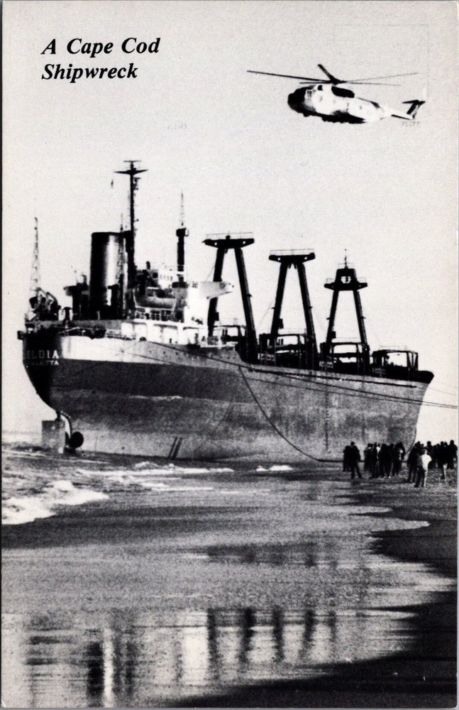1984 Cape Cod Shipwreck Postcard - Maltese Freighter ELDIA Nauset Beach