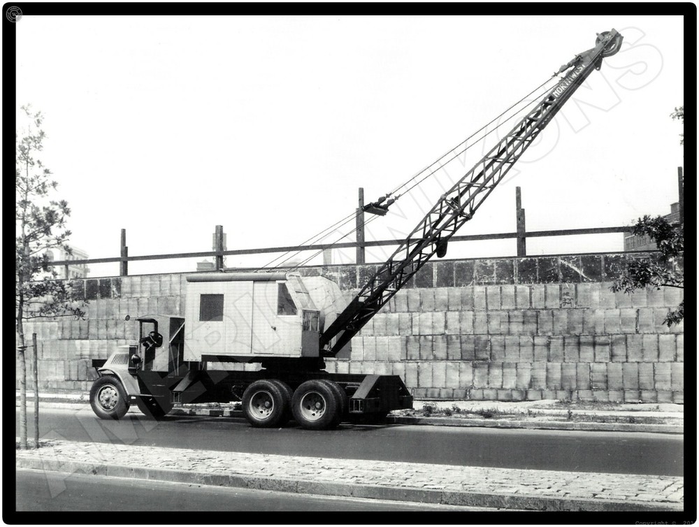 Vtg. Mack Trucks AC New Metal Sign: Northwest Engineering Truck Crane Pictured