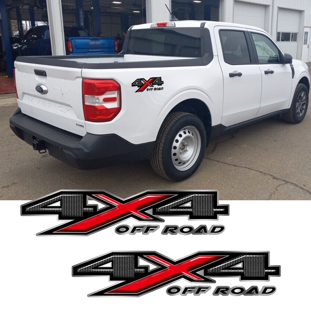 2Pcs Carbon Fiber Bed Decal Sticker for Ford Maverick 4X4 Off Road