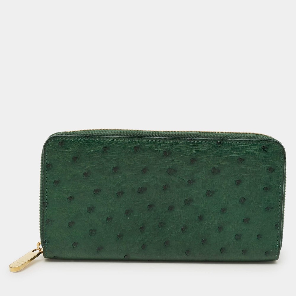 Louis Vuitton Zippy Green Ostrich Wallet