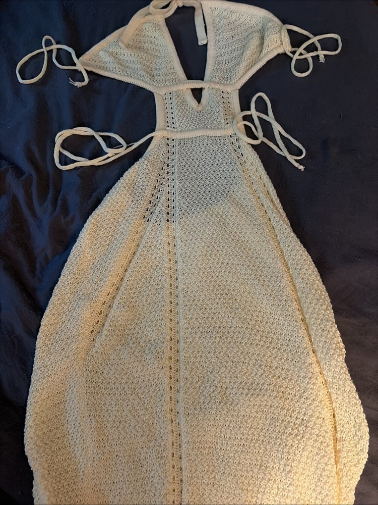 Yellow Crochet Knit Maxi Dress Size S.