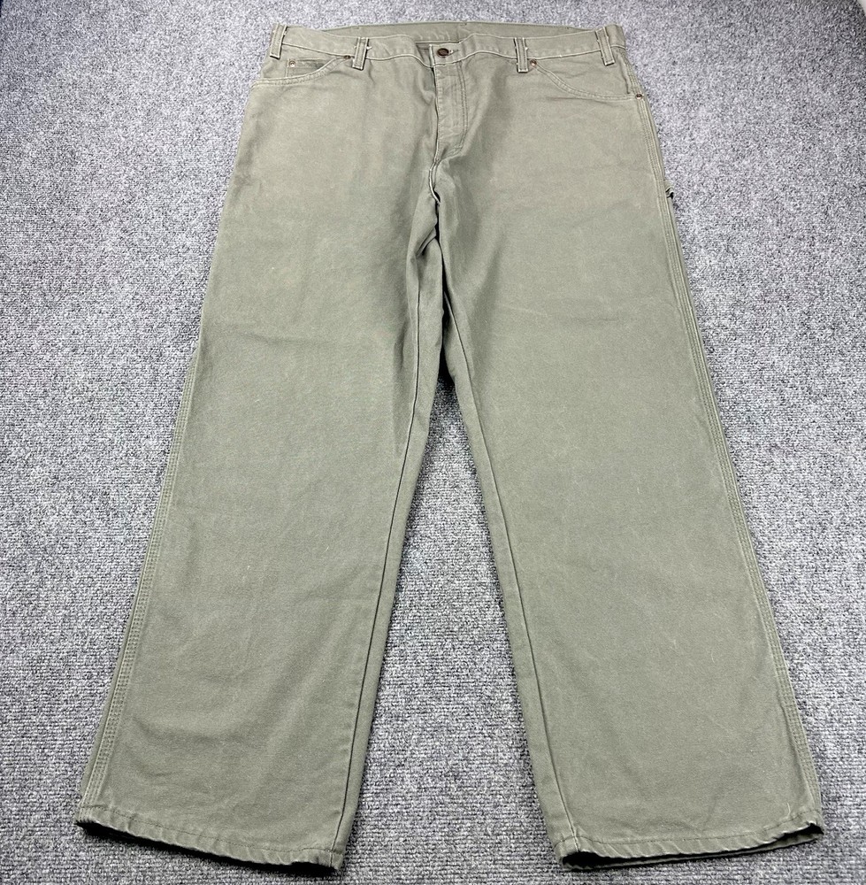 Dickies Pants Mens 40x30 Green Duck Canvas Carpenter Work Utility Outdoor
