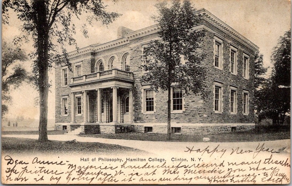 1908 Hall of Philosophy Hamilton College Clinton NY Postcard