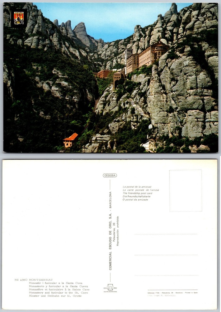 Continental Montserrat Monastery Spain Postcard