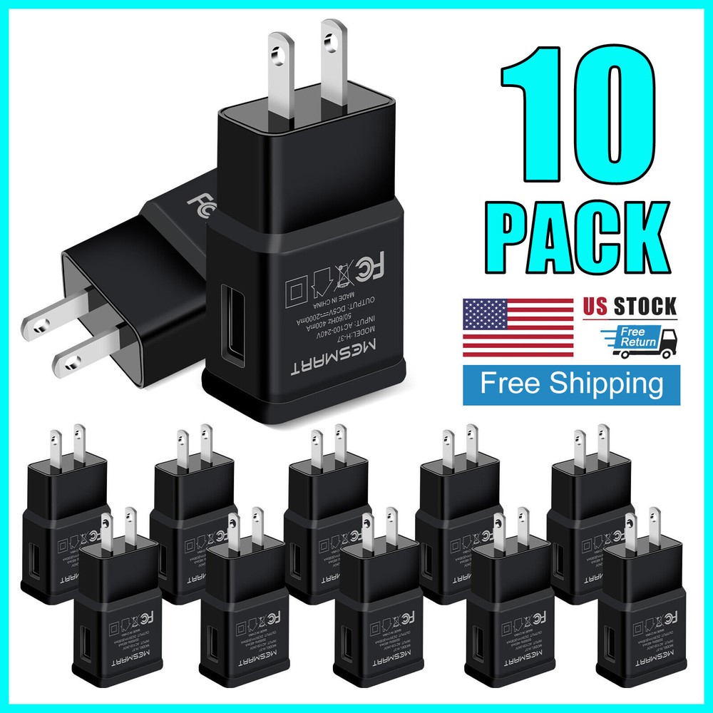 10-Pack Bulk USB Wall Chargers Fast Power Adapters for Samsung Android