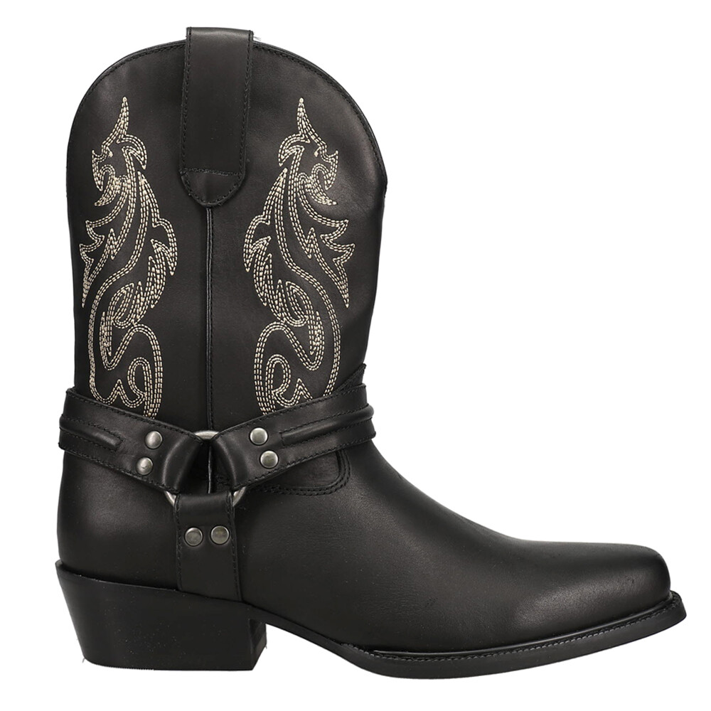 Dingo Dragon Embroidered Round Toe Cowboy Boots for Men in Black DI218-BLK
