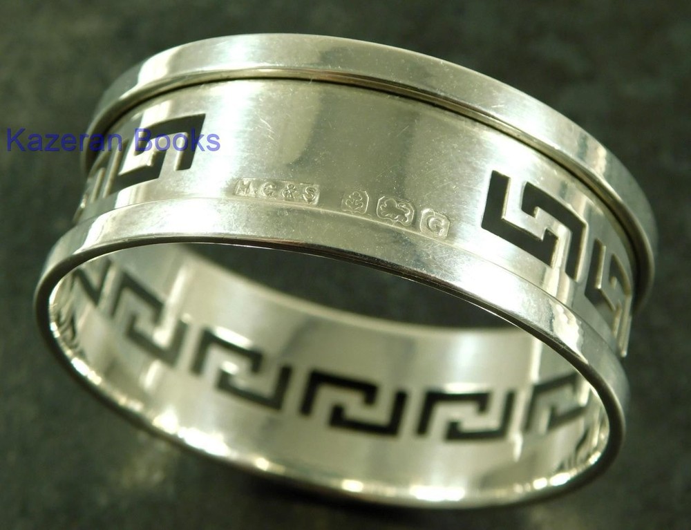 Vintage Henry Griffith Sterling Silver Greek Key Napkin Ring