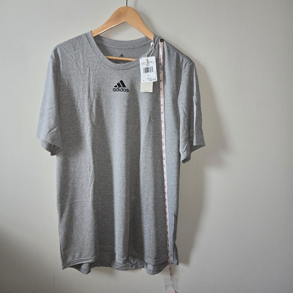 adidas Pregame Mens Short Sleeve T-Shirt Gray Heather Size L