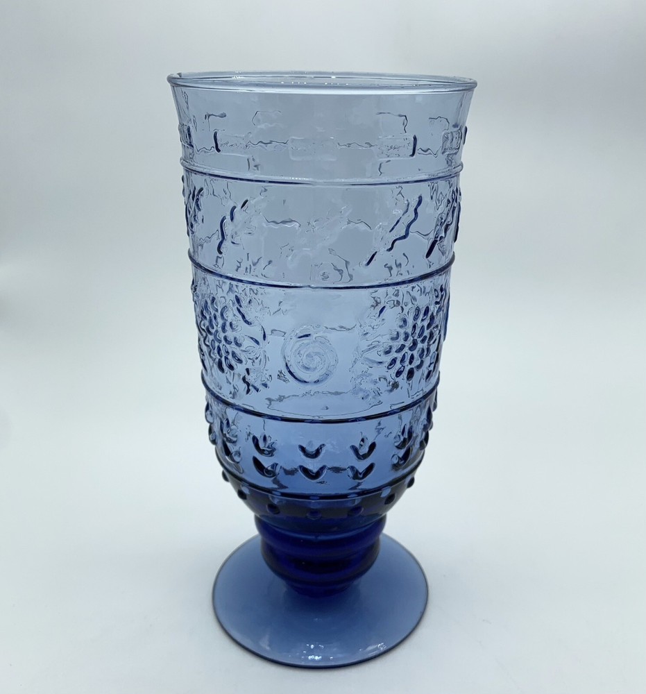 Mikasa Tender Leaves Large Cobalt Blue Ice Tea Glass Goblet 7 1/4