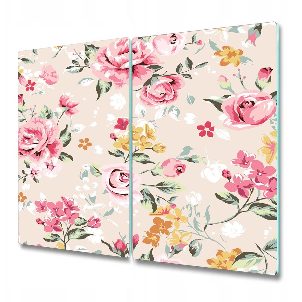 Glass Worktop Saver Kitchen Vintage Vibes Roses with small flowers Floral