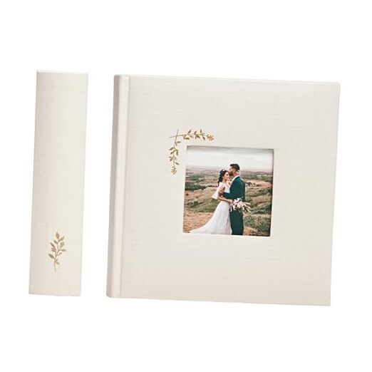Elegant Linen Photo Album - 200 Acid-Free Pockets 200 pockets Oat With Window-image