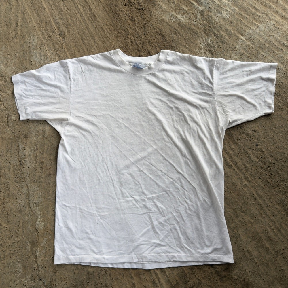 Vintage 90S Hanes Beefy White Tee Shirt Mens Xl Boxy Fit Short Sleeves