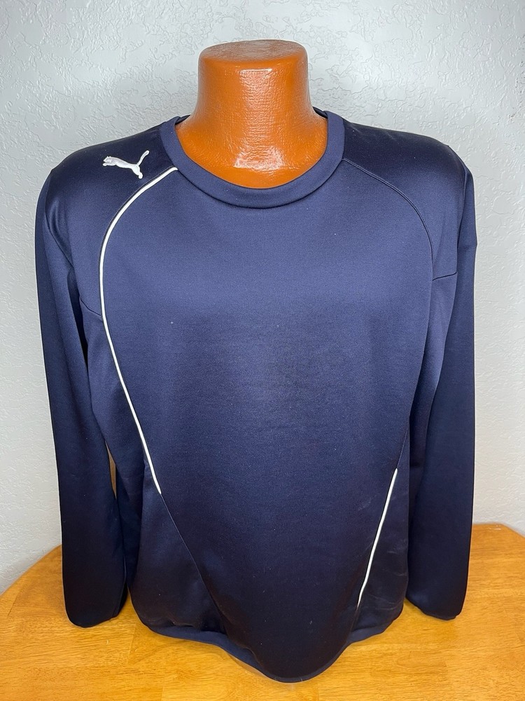 Men's PUMA L/S Athletic T-Shirt Large L - Blue - Polyester