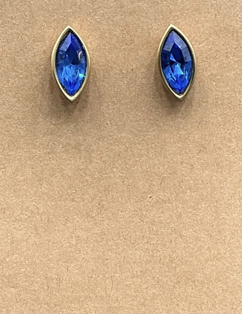 Vintage Savvy by Swarovski Marquise Blue Simulated Sapphire Bezel Stud Earrings