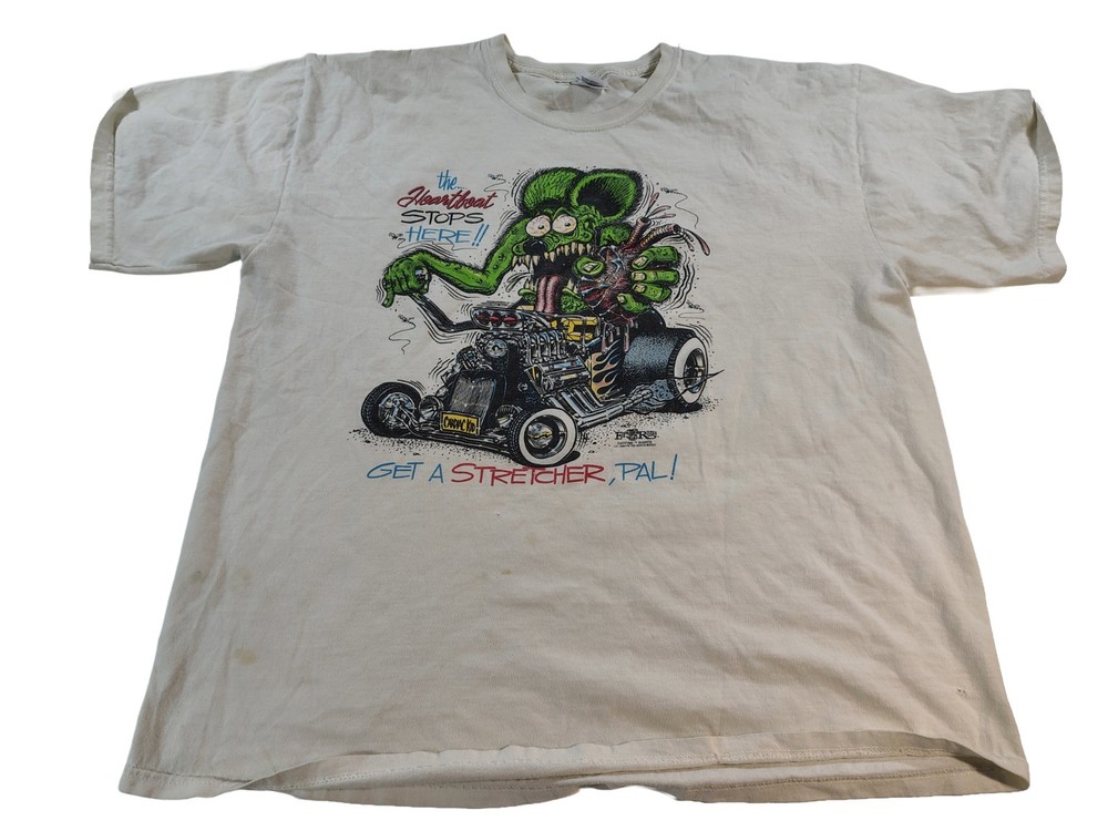 Men's Vintage XL White Short Sleeve Classic Hot Rod Graphic T-Shirt