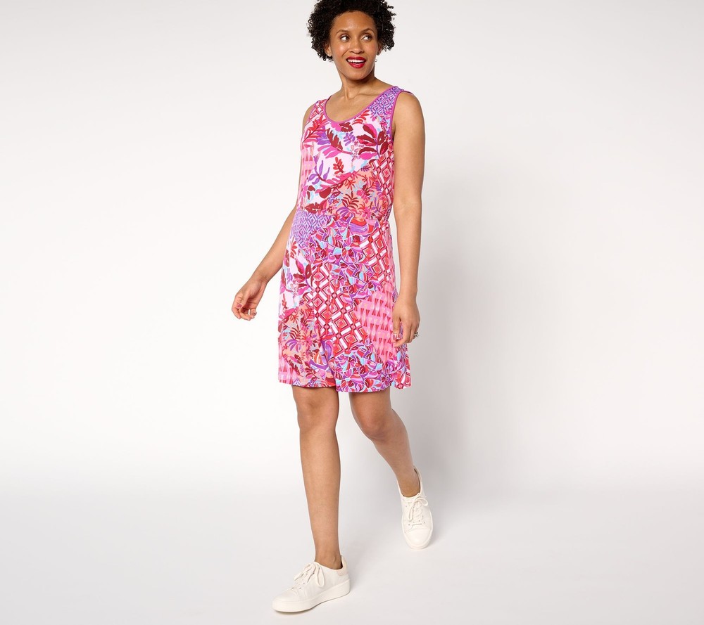 Susan Graver Women's Petite Dress PL Courtside Social Multi-colored A691007