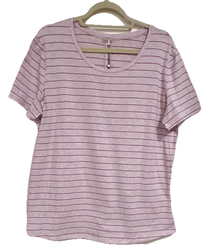 CALIA NWT Womens Sz XL Everyday Relaxed Short Sleeve Tee Striped Berry WAX311935