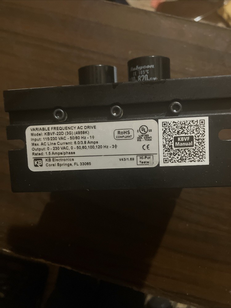 KB Electronics KBVF-22D-3G-4959H 115/230V 1P 1/4HP Varible Frequency AC Drive