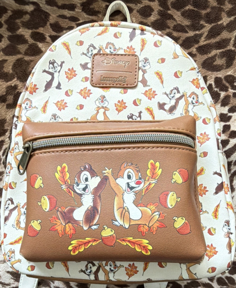 Loungefly Disney Chip & Dale Mini Backpack Beige Brown Multicolor