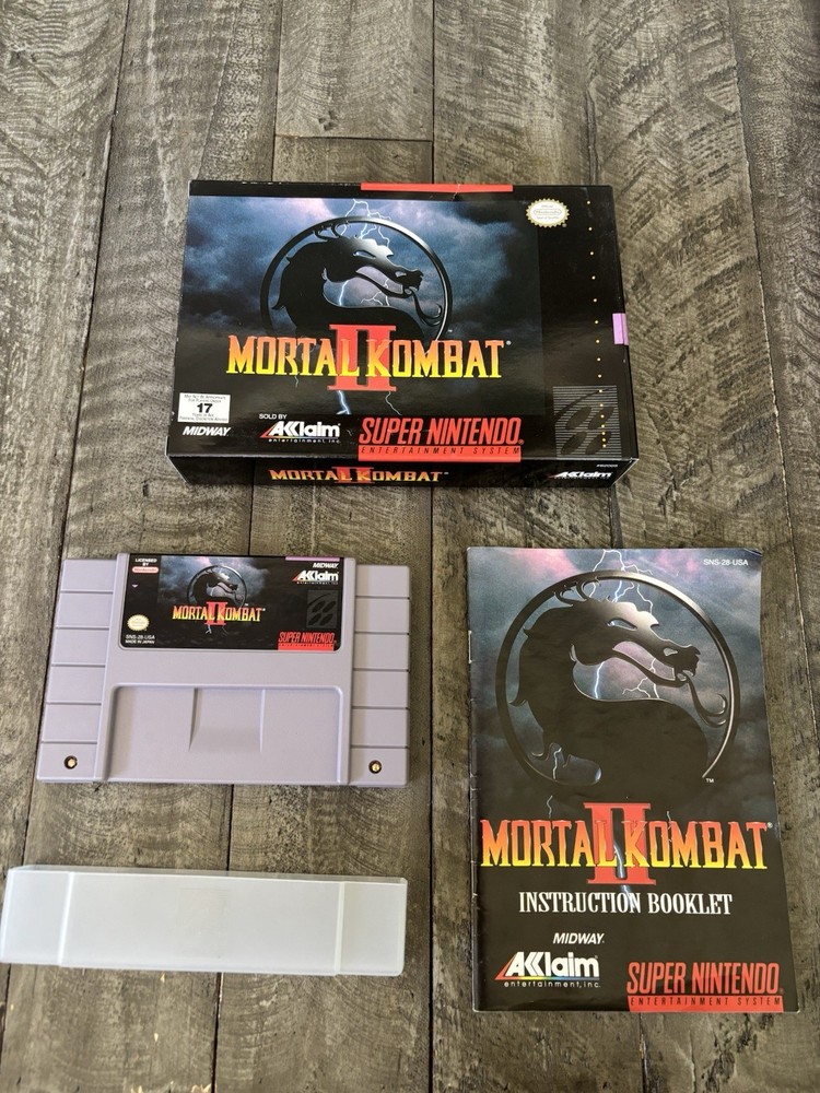 Mortal Kombat II (Super Nintendo SNES) Box+Game+Manual