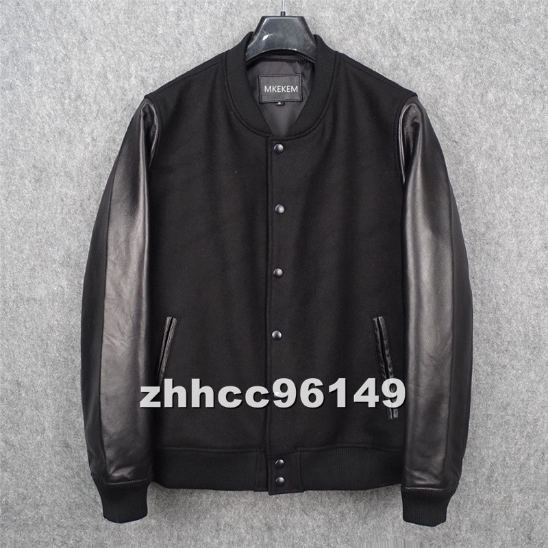 Men’s Premium Leather Jacket with Sheepskin Sleeves and Wool Lining