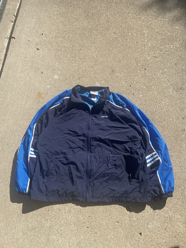 VINTAGE Y2K Adidas Track zip up jacket / Windbreaker Jacket Size XL