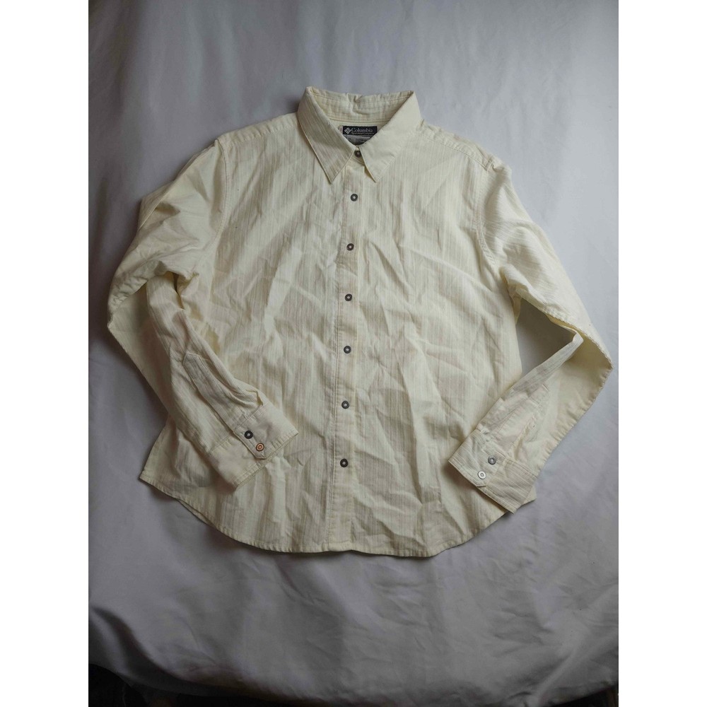 Columbia Sportswear Womens XL Cream Cotton Button Down Long Sleeve Shirt