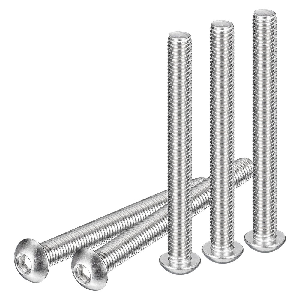 6PCS M10-1.5x100mm Button Head Socket Cap Screw Hex Drive Full Thread Fastener