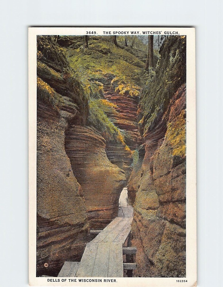 Postcard The Spooky Way Witches'' Gulch Dells of the Wisconsin River USA