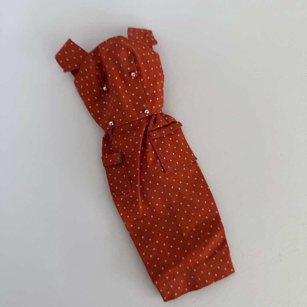 Vintage Barbie Doll Sheath Brick Red Polka Dot Dress Fashion PAK 1960s